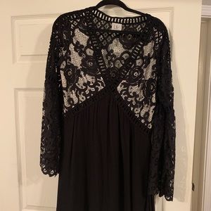 Liv Los Angeles Black Lace Top Long Sleeve Dress